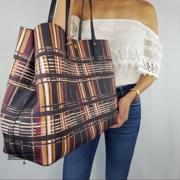 Tory Burch kerrington Square Philly Plaid Tote Bag - Picture 2 of 8